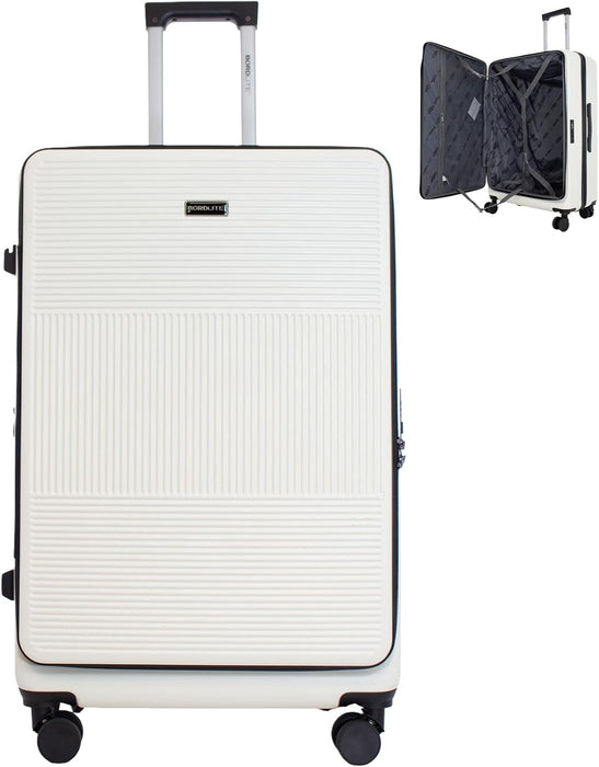 Bordlite 28" Large Suitcase – ABS Hardshell Front Opening Lightweight Luggage with 8x Spinner Wheels, Combo Lock, Telescopic Handle