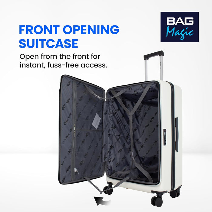 Bordlite 28" Large Suitcase – ABS Hardshell Front Opening Lightweight Luggage with 8x Spinner Wheels, Combo Lock, Telescopic Handle