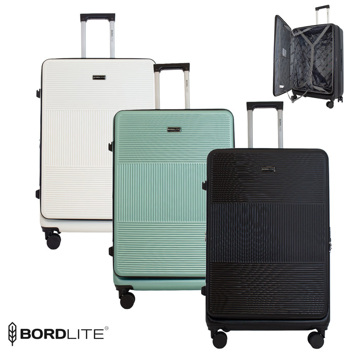 Bordlite 28" Large Suitcase – ABS Hardshell Front Opening Lightweight Luggage with 8x Spinner Wheels, Combo Lock, Telescopic Handle