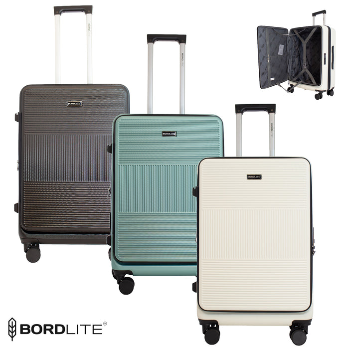 Bordlite 28" Large Suitcase – ABS Hardshell Front Opening Lightweight Luggage with 8x Spinner Wheels, Combo Lock, Telescopic Handle