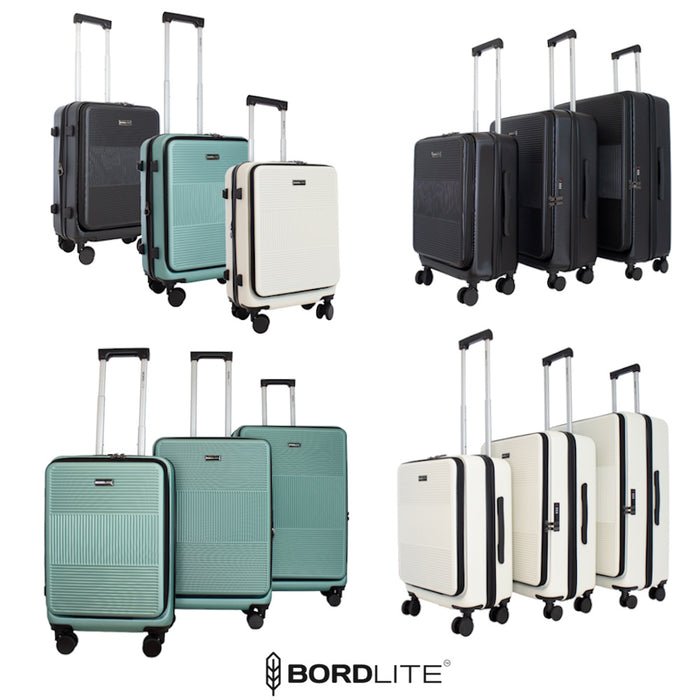 Bordlite 28" Large Suitcase – ABS Hardshell Front Opening Lightweight Luggage with 8x Spinner Wheels, Combo Lock, Telescopic Handle