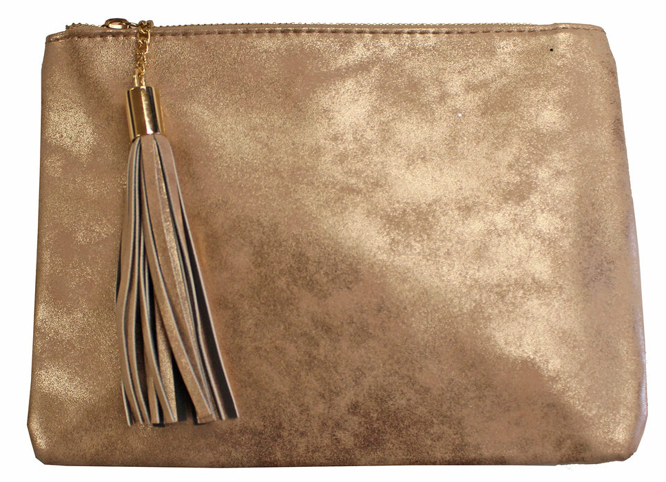 Nicole Brown Women's Shimmer Designer Clutch Bag - Black, Rose Gold