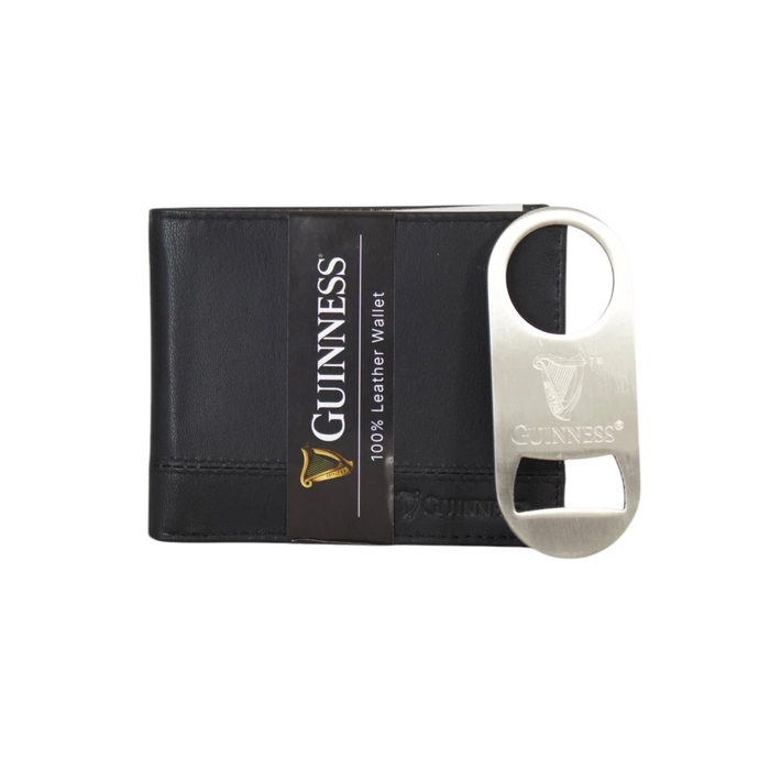Guinness Leather Wallet Gift Set RFID Secure + Bottle Opener Official UK