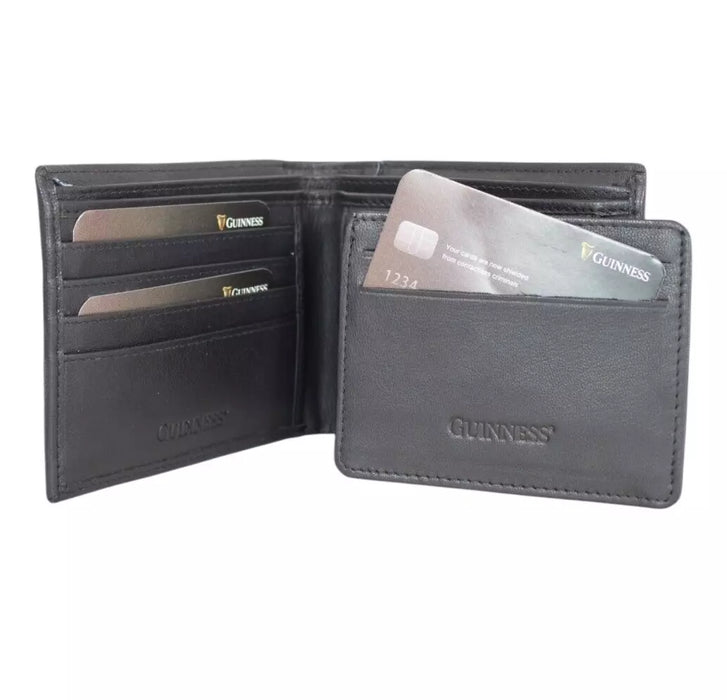 Guinness® Black Leather Wallet with Coin Pocket – RFID Blocking Bifold Wallet