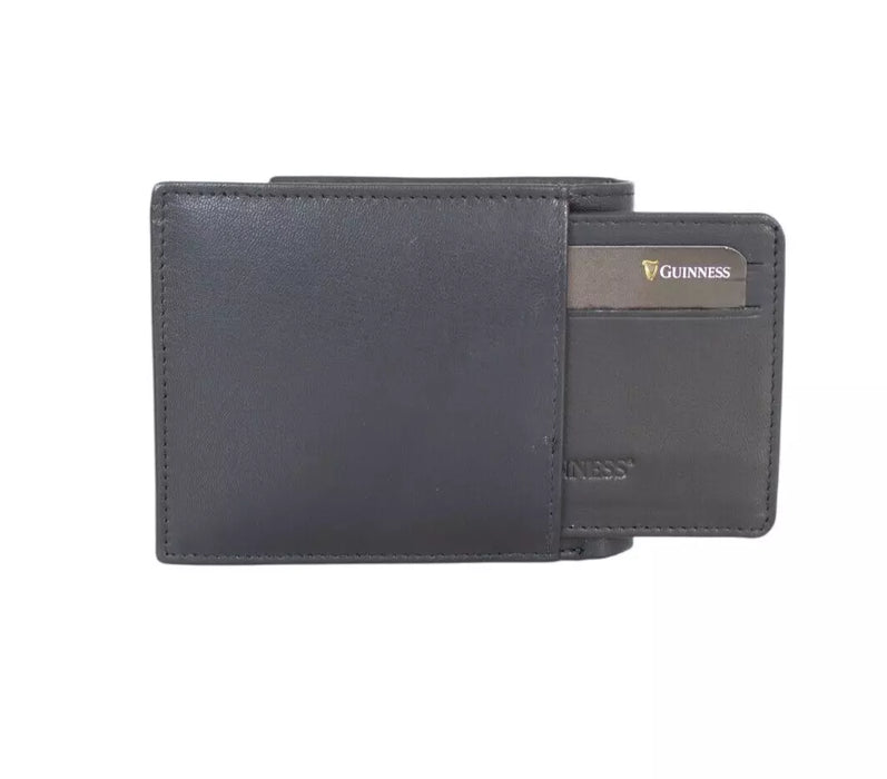 Guinness® Black Leather Wallet with Coin Pocket – RFID Blocking Bifold Wallet