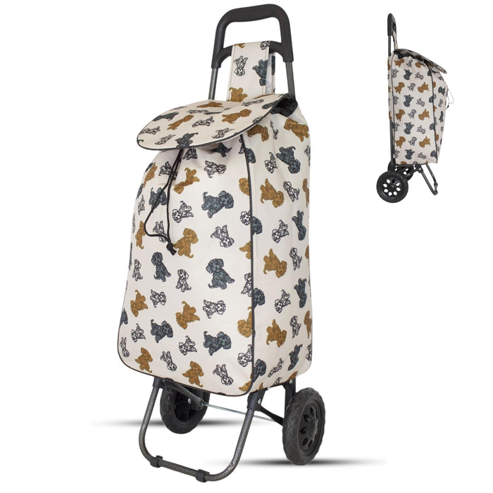Lightweight 2 Wheel Shopping Trolley Cart 35L - Water-Resistant Bag & Smooth Rolling Wheels - 94cm