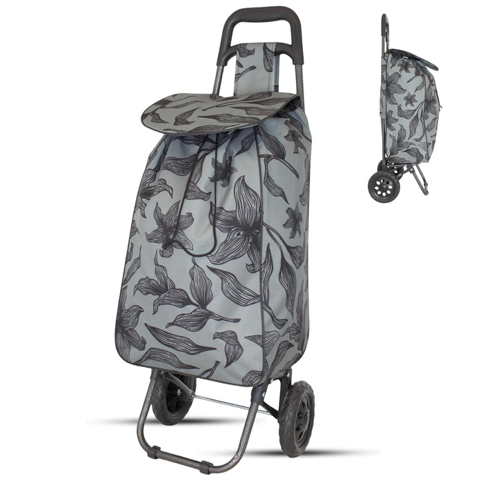 Lightweight 2 Wheel Shopping Trolley Cart 35L - Water-Resistant Bag & Smooth Rolling Wheels - 94cm