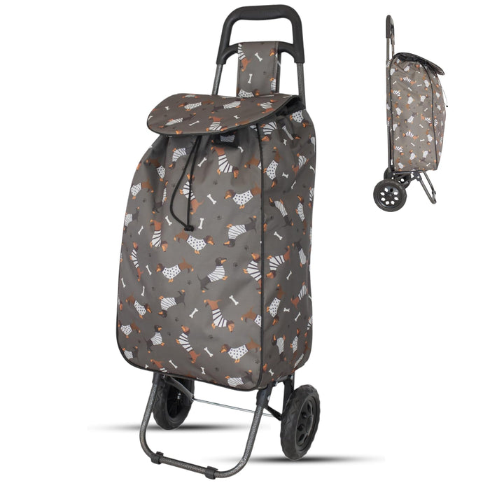 Lightweight 2 Wheel Shopping Trolley Cart 35L - Water-Resistant Bag & Smooth Rolling Wheels - 94cm