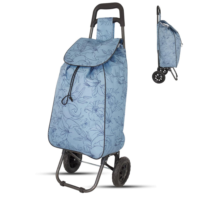 Lightweight 2 Wheel Shopping Trolley Cart 35L - Water-Resistant Bag & Smooth Rolling Wheels - 94cm
