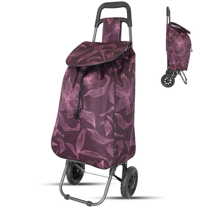 Lightweight 2 Wheel Shopping Trolley Cart 35L - Water-Resistant Bag & Smooth Rolling Wheels - 94cm