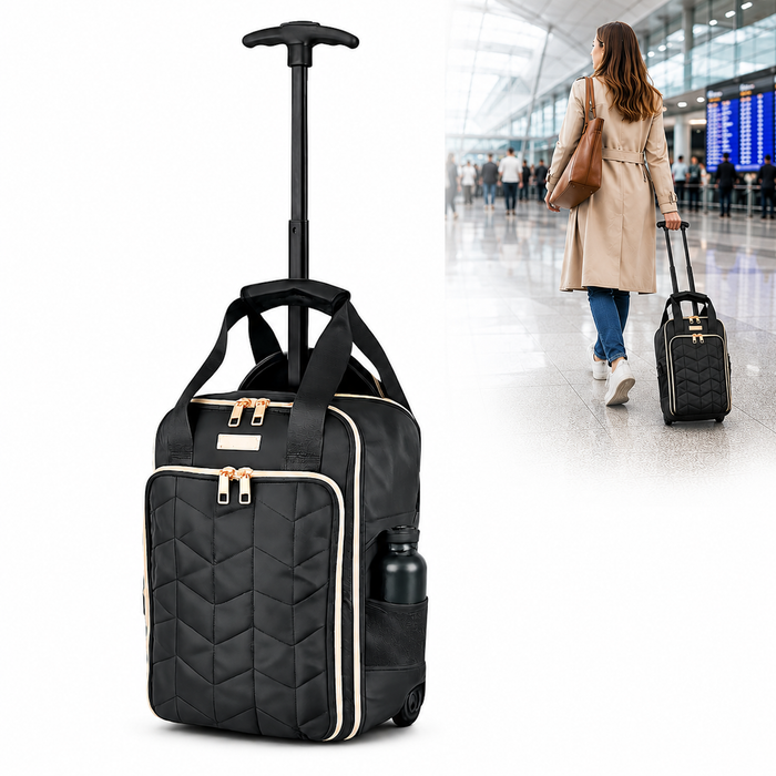 Ryanair Underseat Cabin Bag 40x25x20cm – Lightweight Wheeled Holdall with Trolley Handle, Front Pocket & Bottle Holder