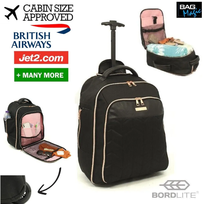 Airline Cabin Approved Rucksack on Wheels, Wheeled Holdall Travel Laptop Bag