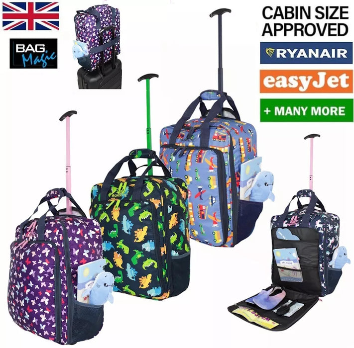 Bordlite Ryanair/EasyJet Kids Cabin Approved Wheeled Holdall Travel Bags With Extendable Handle, Multi-Pocket