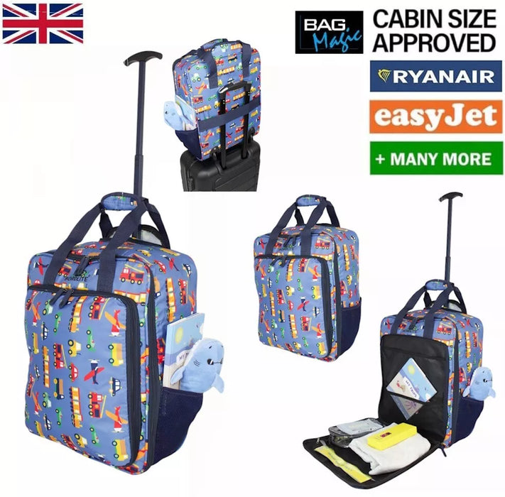 Bordlite Ryanair/EasyJet Kids Cabin Approved Wheeled Holdall Travel Bags With Extendable Handle, Multi-Pocket