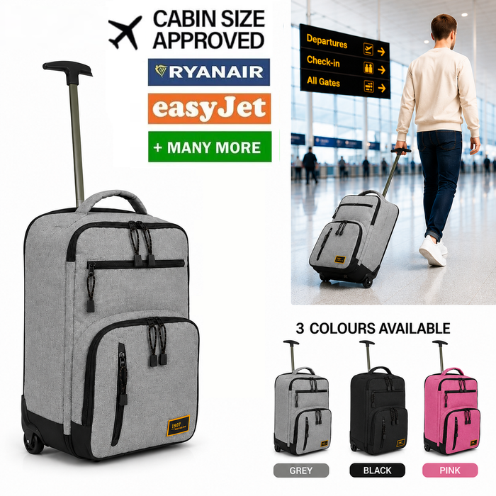 Bordlite Ryanair EasyJet Cabin Approved Holdall on Wheels Travel Bags With Extendable Handle, Multi Pocket 20L