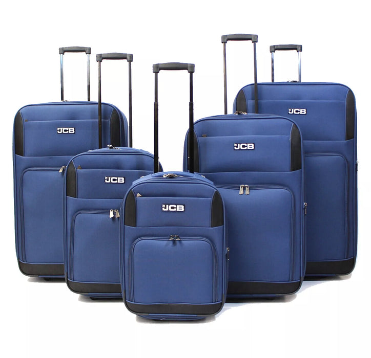 JCB Navy Lightweight Soft Sided Suitcase - 2-Wheeled with Combination Lock