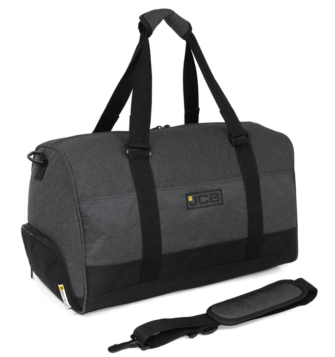 JCB Men's Large Holdall Bag + 6 External Pockets, 35L - Grey, Navy