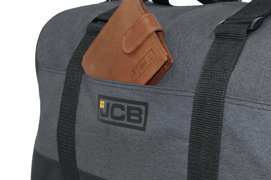 JCB Men's Large Holdall Bag + 6 External Pockets, 35L - Grey, Navy