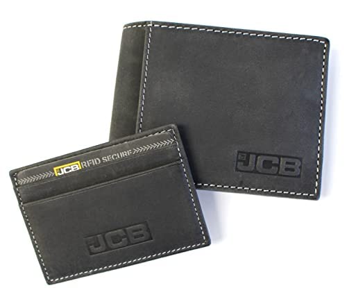 JCB Genuine Leather Mens Wallet, Bi Fold Wallets + Gift Box - Black, Tan