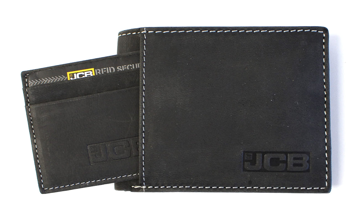 JCB Genuine Leather Mens Wallet, Bi Fold Wallets + Gift Box - Black, Tan