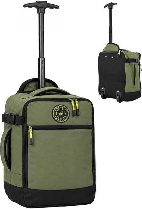Bordlite Wheeled Cabin Travel Bag for EasyJet 45x36x20cm, Compact Underseat Trolley Bag with Telescopic Handle, Twin Rear Wheels, Compression Straps & Front Zip Pocket