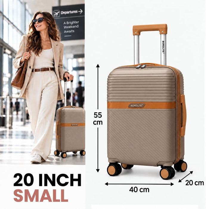 Bordlite Polypropylene Hard Shell Suitcase with Double Spinner Wheels, Combination Lock and Telescopic Handle