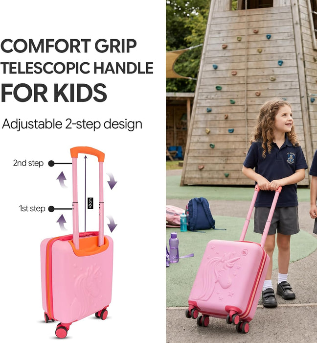 Bordlite Kids Suitcase 40x30x20cm Cabin Luggage - Underseat Travel Case with 360° Spinner Wheels