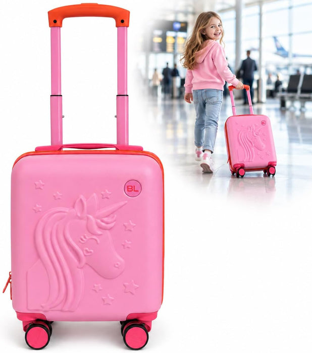 Bordlite Kids Suitcase 40x30x20cm Cabin Luggage - Underseat Travel Case with 360° Spinner Wheels