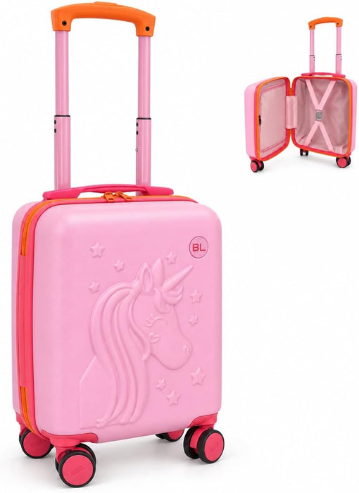 Bordlite Kids Suitcase 40x30x20cm Cabin Luggage - Underseat Travel Case with 360° Spinner Wheels