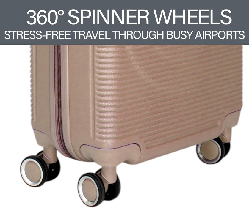 Bordlite Lightweight 8 Wheel Spinner Cabin Suitcase, Durable Hardshell Luggage with Adjustable Trolley Handle, Combination Lock,360° Double-Wheel Stability, Size 20"