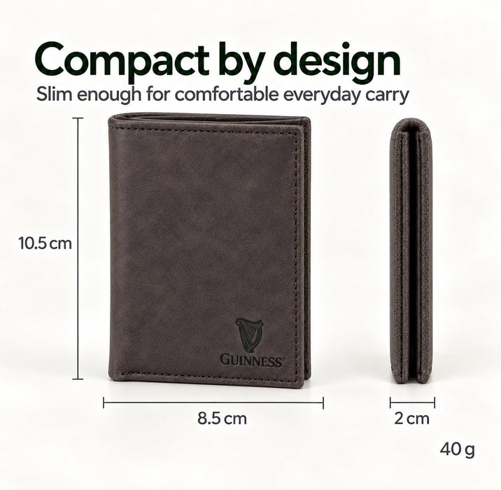 Guinness Men’s Genuine Leather & Canvas Wallet – Official Merchandise with RFID Protection, Card Slots, Coin Pocket, Note Compartments & Removable Card Holder – Beige/Brown