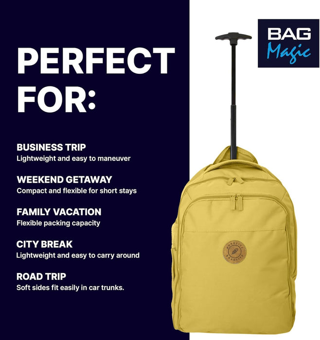 Cabin Approved Wheeled Backpack 50x38x25cm – 2-in-1 Lightweight Trolley Bag & Rucksack on Wheels