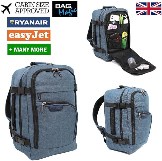 Bordlite Travel Underseat Cabin Approved Backpack, Lightweight Travel Rucksack, Premium Carry on Bag - Black, Grey, Navy, Purple, Teal, Pink, Blue