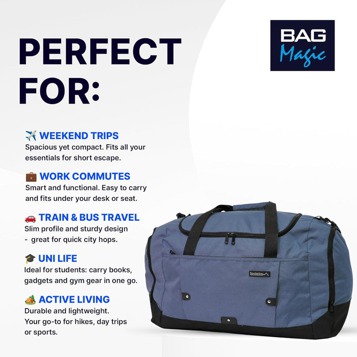Duffle Gym Bags with Shoulder Strap – Lightweight Carry On Cabin Luggage, Weekend & Overnight Bag for Men & Women