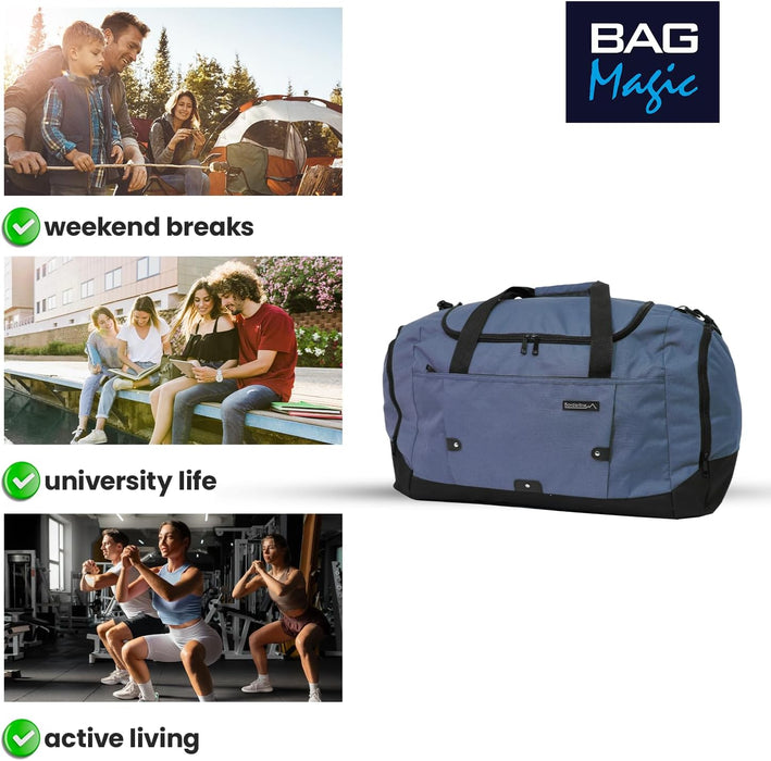 Duffle Gym Bags with Shoulder Strap – Lightweight Carry On Cabin Luggage, Weekend & Overnight Bag for Men & Women