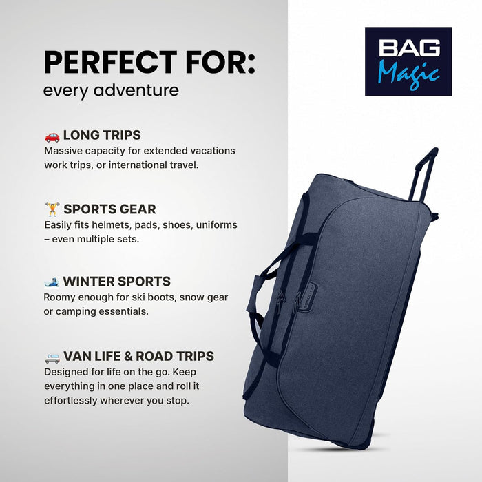 Bordlite Wheeled Holdall Travel Bag – Lightweight 2-Wheel Luggage with Extendable Handle