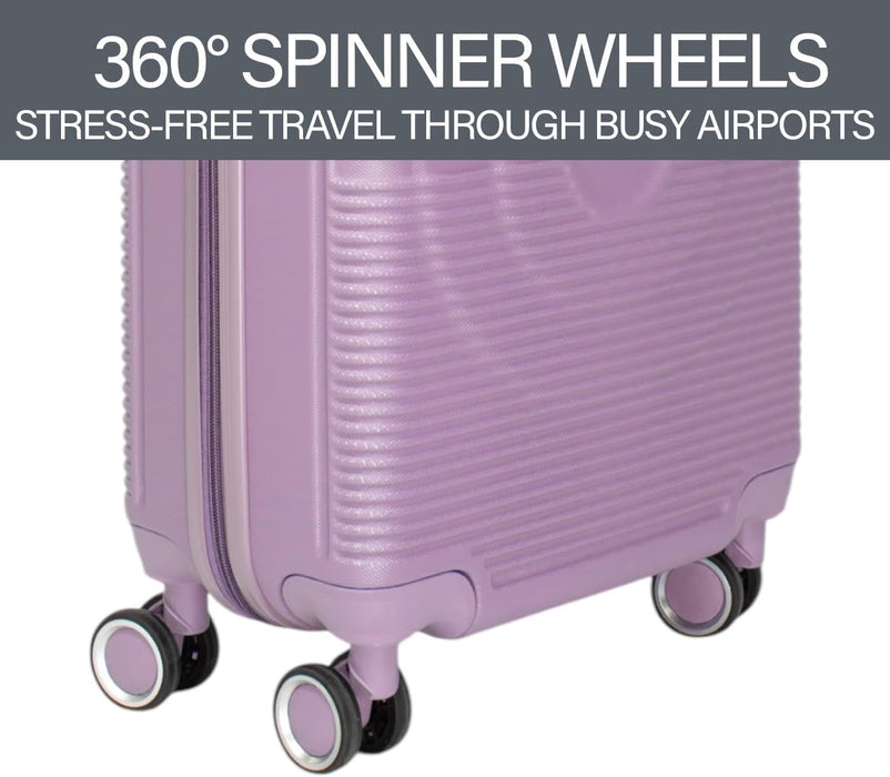 Bordlite Lightweight 8 Wheel Spinner Cabin Suitcase, Durable Hardshell Luggage with Adjustable Trolley Handle, Combination Lock,360° Double-Wheel Stability, Size 20"