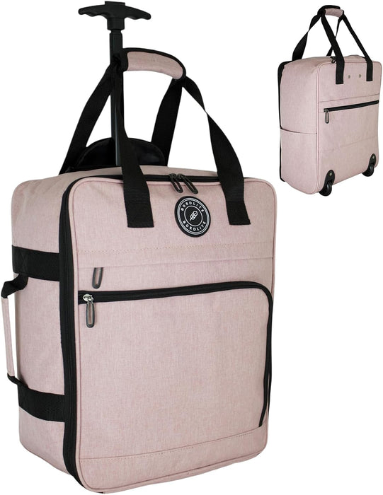 EasyJet Underseat Cabin Bag 45x36x20cm – Twill Wheeled Travel Holdall with Trolley Handle – Lightweight Soft Shell Carry On Luggage – Fits EasyJet Free Bag Allowance - Pink