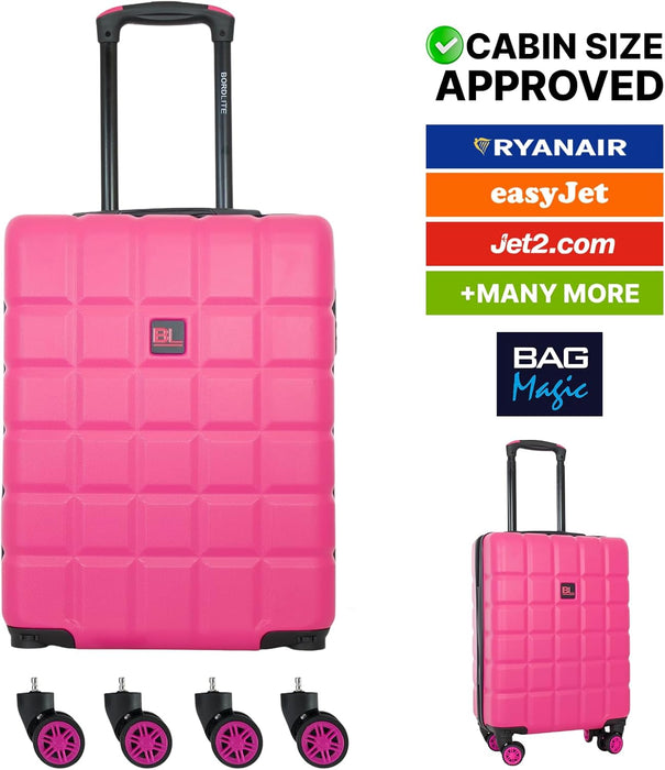 Lightweight ABS Cabin Suitcase – 30+ Airline Overhead Compatible (47x36x20cm) – Spinner Wheels + Combination Lock