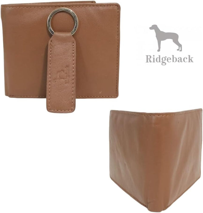Ridgeback Genuine Leather Men's Leather Bifold Wallet & Keychain Set