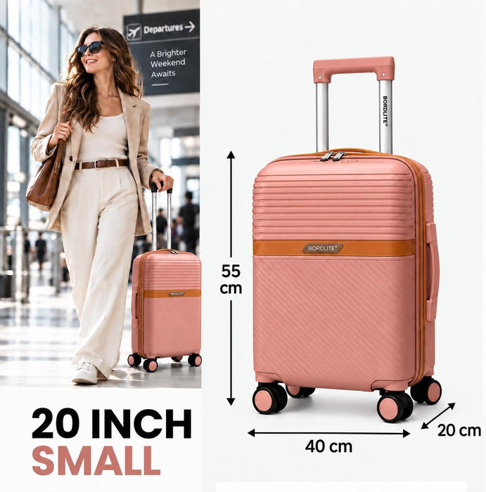 Bordlite Polypropylene Hard Shell Suitcase with Double Spinner Wheels, Combination Lock and Telescopic Handle