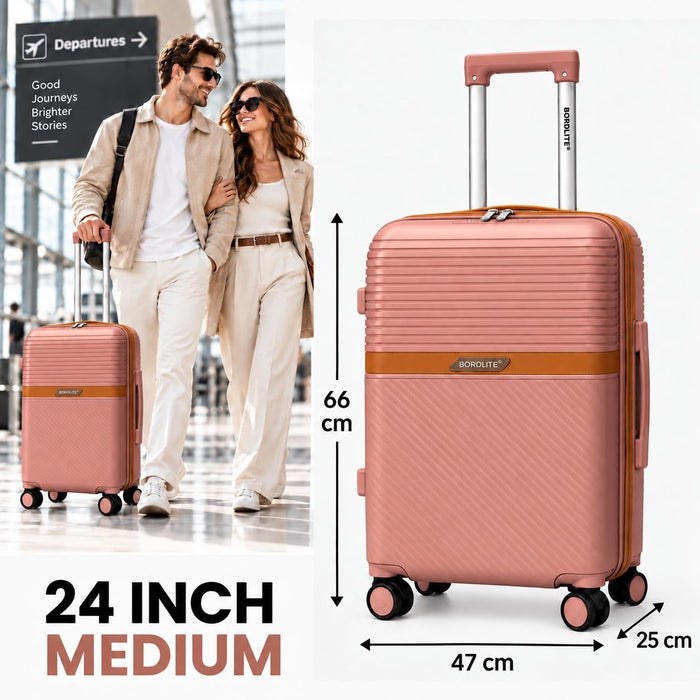 Bordlite Polypropylene Hard Shell Suitcase with Double Spinner Wheels, Combination Lock and Telescopic Handle