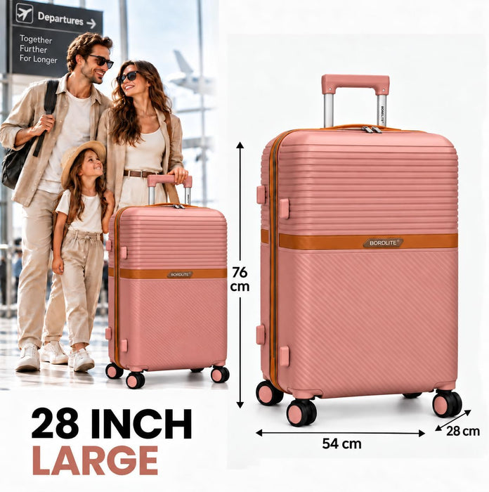 Bordlite Polypropylene Hard Shell Suitcase with Double Spinner Wheels, Combination Lock and Telescopic Handle