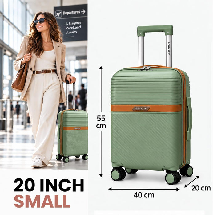 Bordlite Polypropylene Hard Shell Suitcase with Double Spinner Wheels, Combination Lock and Telescopic Handle