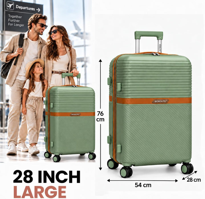 Bordlite Polypropylene Hard Shell Suitcase with Double Spinner Wheels, Combination Lock and Telescopic Handle