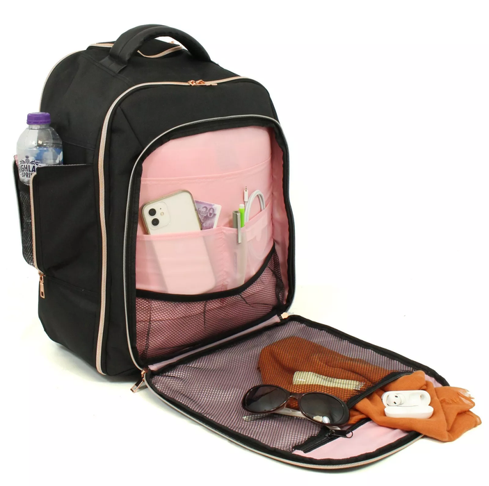 Airline Cabin Approved Rucksack on Wheels, Wheeled Holdall Travel Laptop Bag