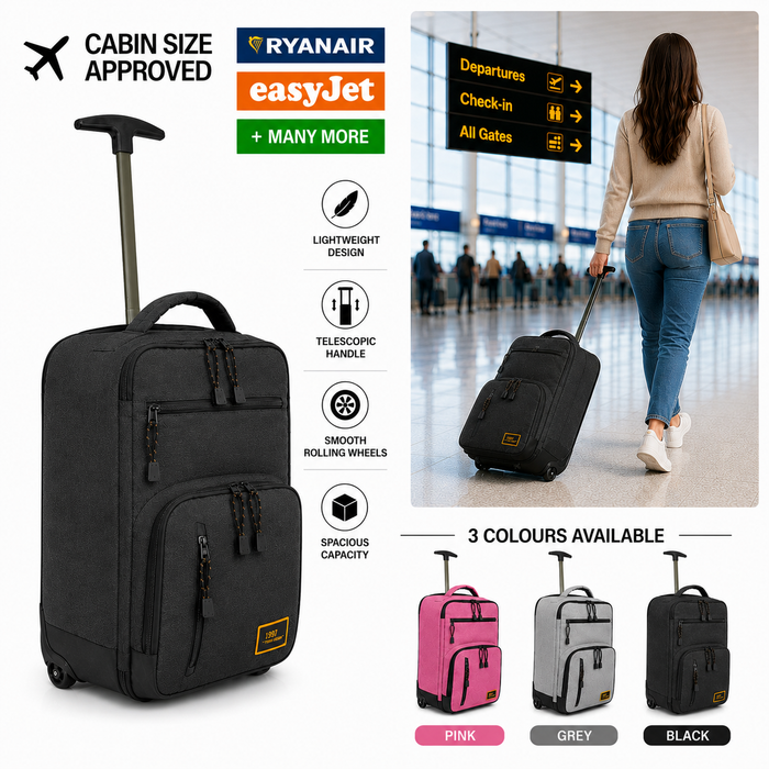 Bordlite Ryanair EasyJet Cabin Approved Holdall on Wheels Travel Bags With Extendable Handle, Multi Pocket 20L