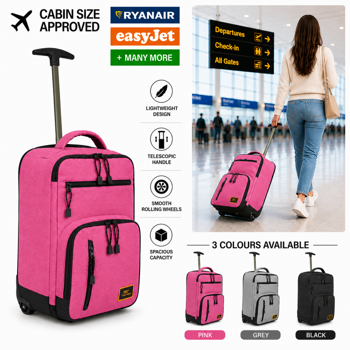Bordlite Ryanair EasyJet Cabin Approved Holdall on Wheels Travel Bags With Extendable Handle, Multi Pocket 20L