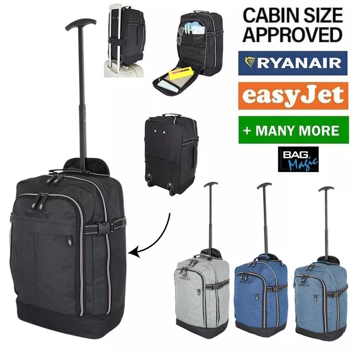 Bordlite Ryanair Approved Cabin Holdall on Wheels Twill Travel Bag with Extendable Handle