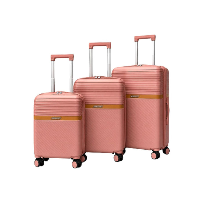 Bordlite Polypropylene Hard Shell Suitcase with Double Spinner Wheels, Combination Lock and Telescopic Handle